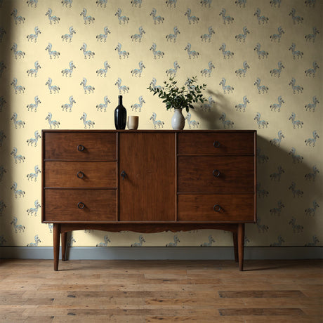 Safari Butter | Light Butter Yellow Zebra Nursery Wallpaper Wallpaper Sckribbles