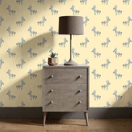 Safari Butter | Light Butter Yellow Zebra Nursery Wallpaper Wallpaper Sckribbles