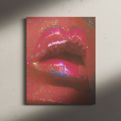 70's Retro Disco Lips Covered in Glitter Canvas Wall Art {Glitter Lips} Canvas Wall Art Sckribbles   