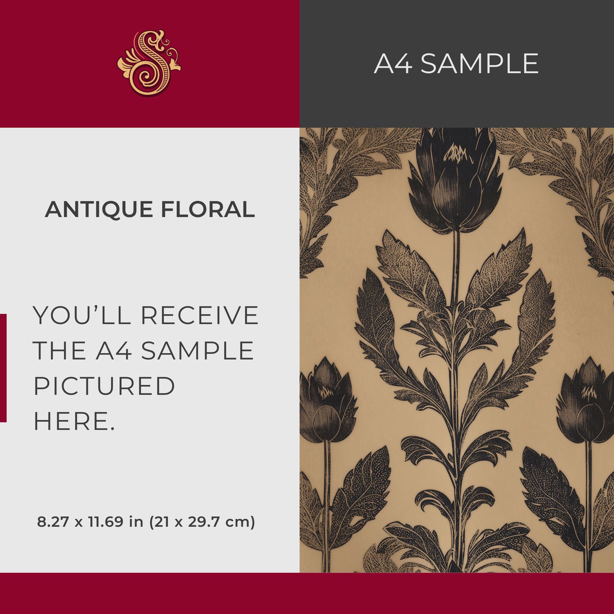Antique Floral | Neutral Vintage Botanical Damask Wallpaper