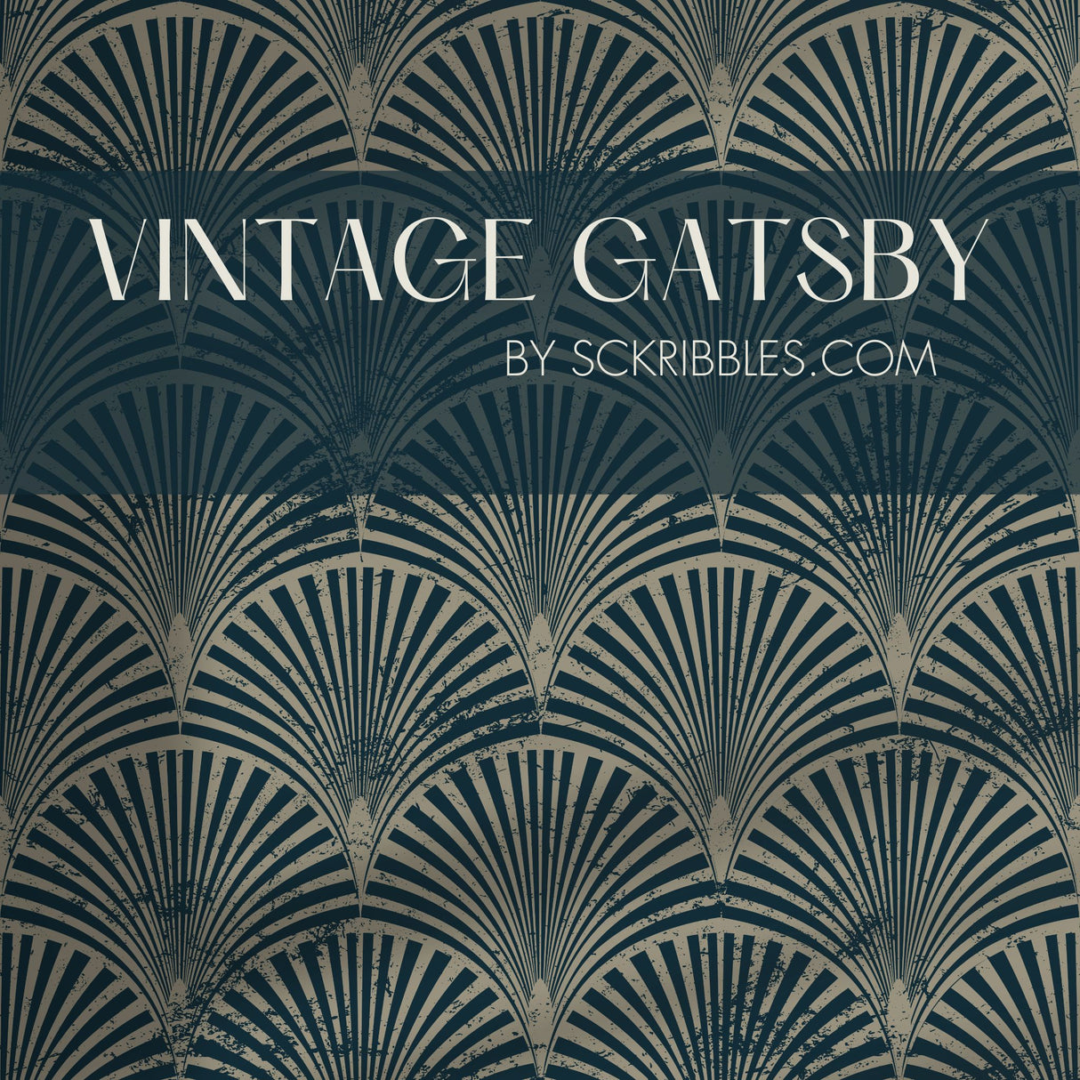Art Deco Fan Weathered Blue & Green Wallpaper {Vintage Gatsby} Wallpaper Sckribbles   