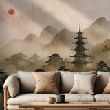 Asian Watercolor Landscape Scenic Wallpaper Mural {Hidden View} Wallpaper Mural Sckribbles