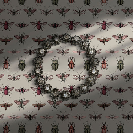 Beige vintage bug wallpaper.