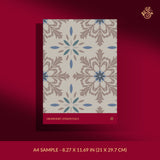 Beige and blue tile wallpaper sample.