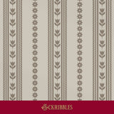 Beige and brown feminine neutral wallpaper with floral motifs.