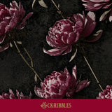 Black and purple floral wallpaper.