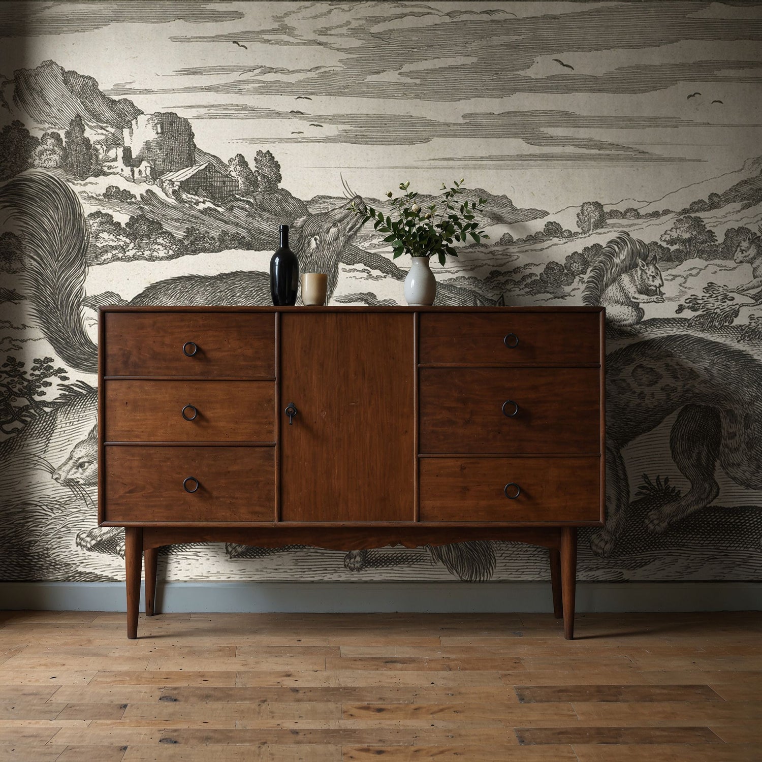 Animalium Quadrupedum | Black & White Vintage Animal Wallpaper Mural Wallpaper Mural Sckribbles