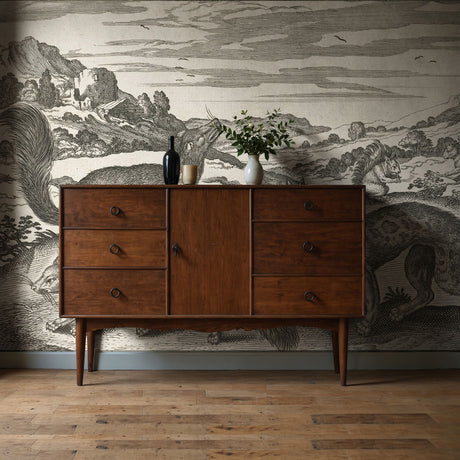 Black & White Vintage Animal Wallpaper Mural {Animalium Quadrupedum} Wallpaper Mural Sckribbles