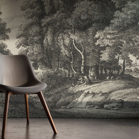 Vintage Antique Scenic Landscape Wallpaper Mural {Old-World Trees} Wallpaper Mural Sckribbles