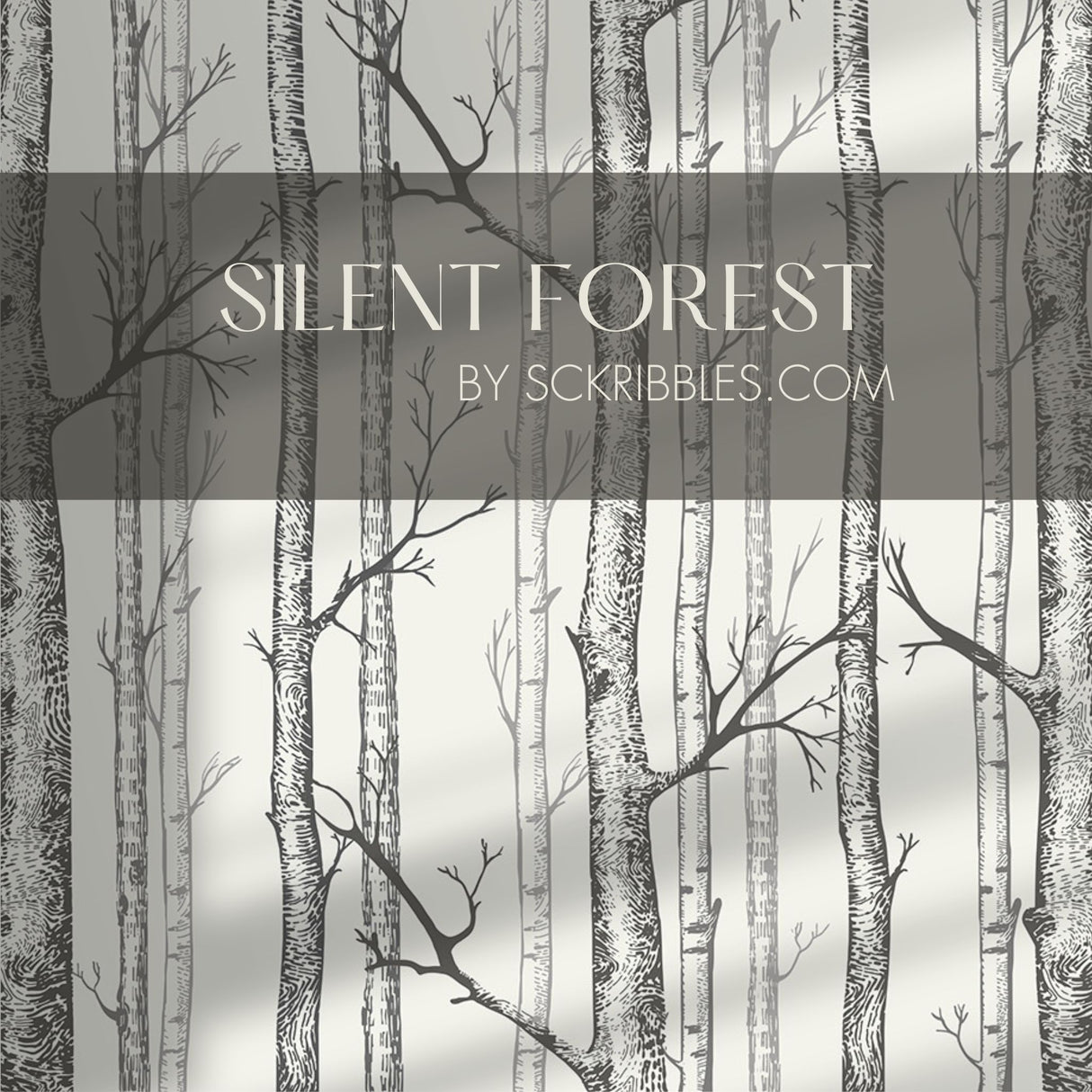 Scenic Landscape Birch Tree Wallpaper Mural {Silent Forest} Wallpaper Mural Sckribbles