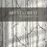 Scenic Landscape Birch Tree Wallpaper Mural {Silent Forest} Wallpaper Mural Sckribbles