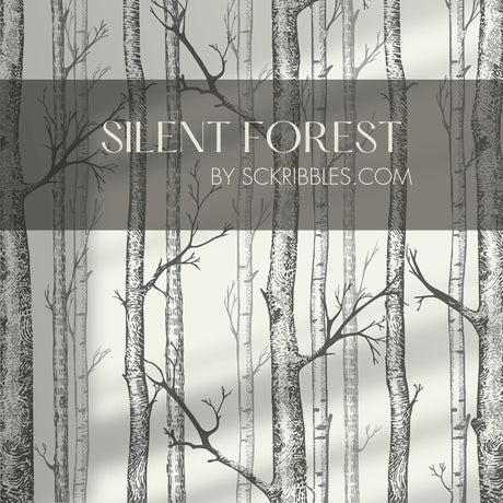 Scenic Landscape Birch Tree Wallpaper Mural {Silent Forest} Wallpaper Mural Sckribbles