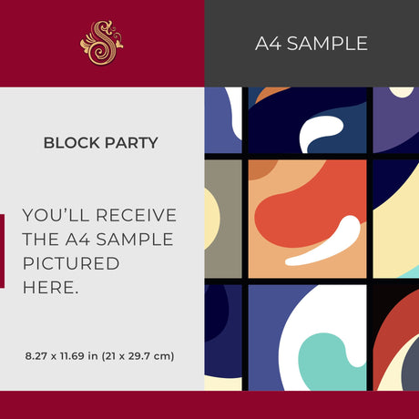 Block Party | Colorful Abstract Maximalist Geometrical Wallpaper Wallpaper Sckribbles Signature - Premium Non-Woven A4 Sample - 8.3 × 11.7 in (21 × 29.7 cm)