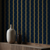 Dark Navy Blue Wavy Striped Wallpaper {Ripple & Stripe} Wallpaper Sckribbles