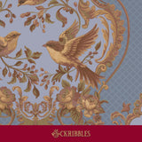 Light blue and brown vintage wallpaper.