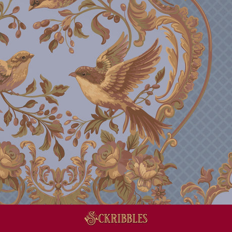 Light blue and brown vintage wallpaper.