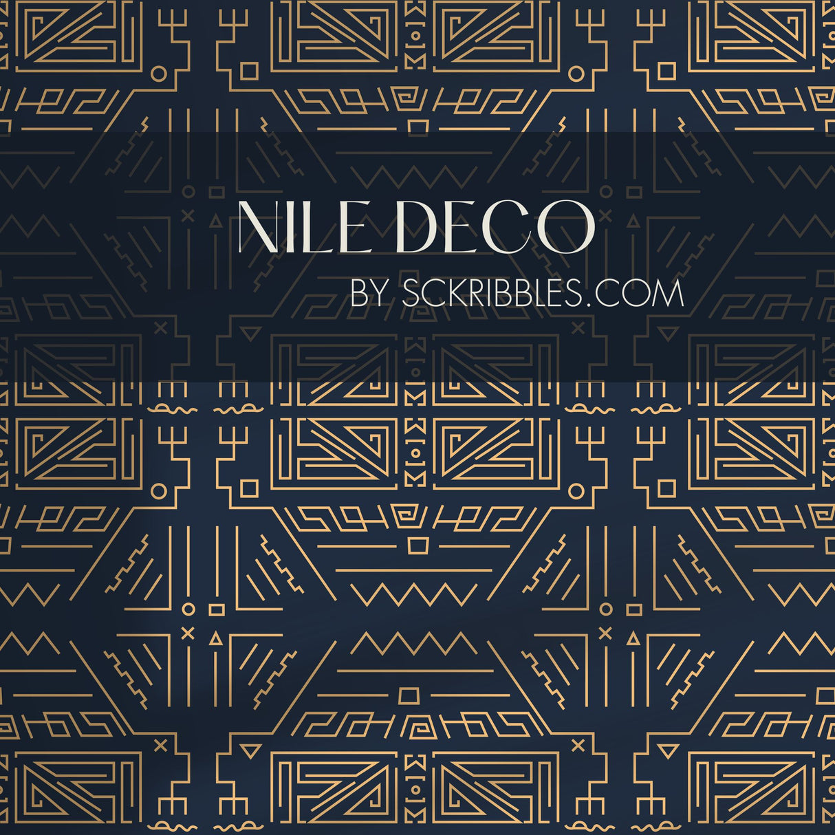 Dark Blue & Yellow Graphic Art Deco Wallpaper {Nile Deco} Wallpaper Sckribbles   