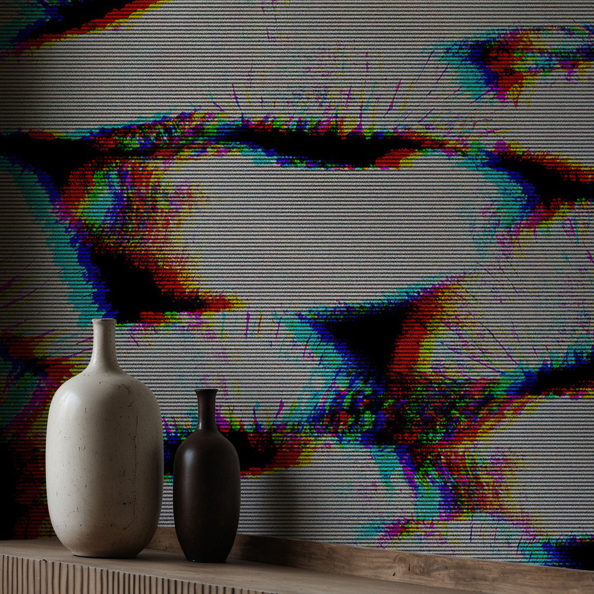 Cool Edgy Bold Lipstick Kisses Wallpaper Mural {Glitch Kiss} Wallpaper Mural Sckribbles