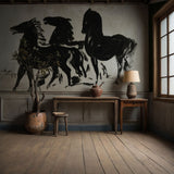 Bold Dramatic Black & White Wallpaper Mural {Black Horses} Wallpaper Mural Sckribbles