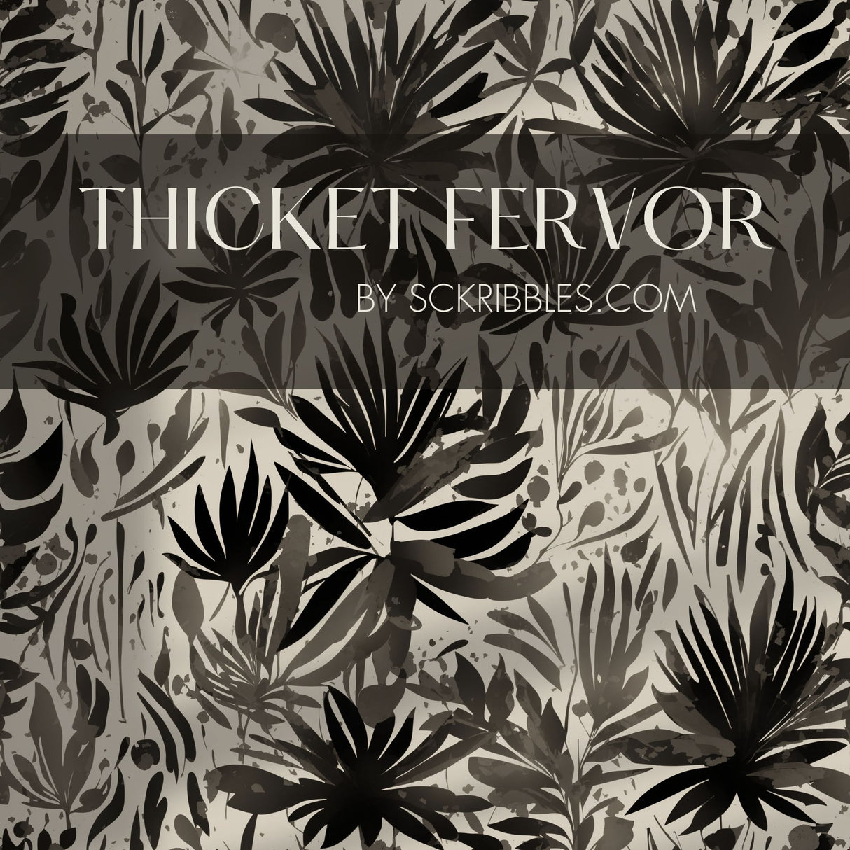 Black and Gray Graphic Nature Wallpaper {Thicket Fervor} Wallpaper Sckribbles   