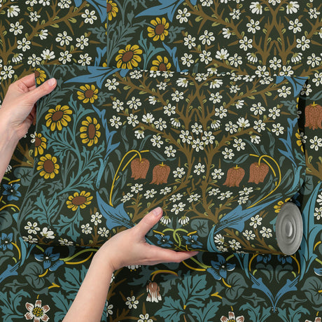 William Morris Wallpaper "Blackthorn" | Vintage Botanical Wallpaper Sckribbles