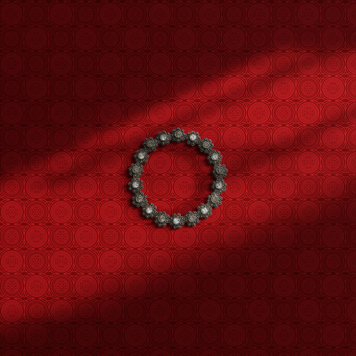 Bright red wallpaper.