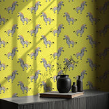 Bold Bright Yellow Maximalist Zebra Wallpaper {Tiny Trotters} Wallpaper Sckribbles   