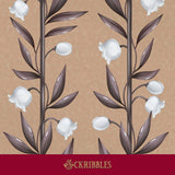 Brown floral bell flower wallpaper for girl's rooms.