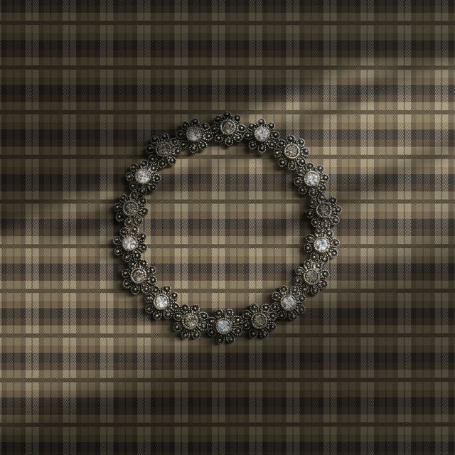 Brown plaid wallpaper.