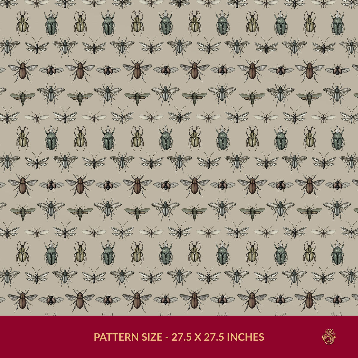 Bug Motif | Fun Eccentric Vintage Insect Wallpaper Wallpaper Sckribbles