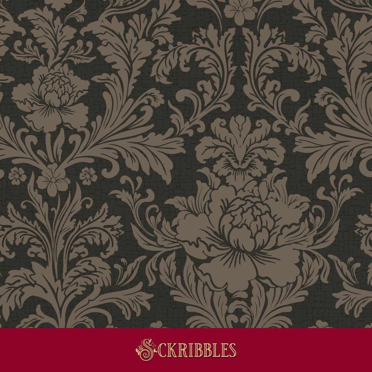Brown damask wallpaper.