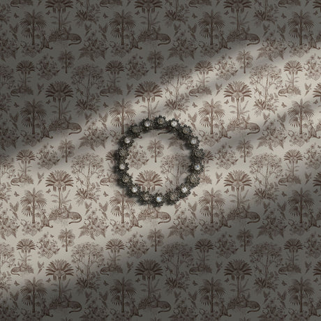 Brown jungle toile wallpaper.