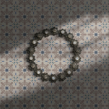Brown and blue tile wallpaper.