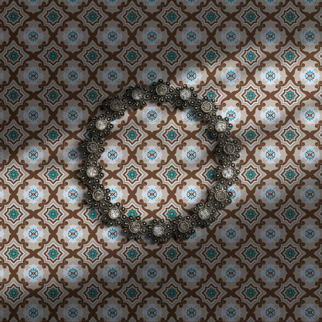 Brown and teal blue retro geometrical wallpaper.