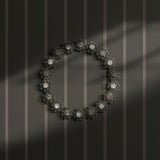 Charcoal gray striped wallpaper.