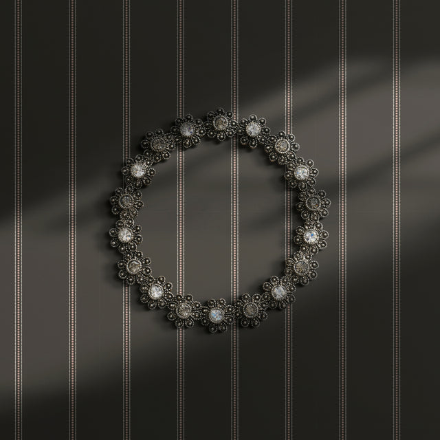 Charcoal gray striped wallpaper.