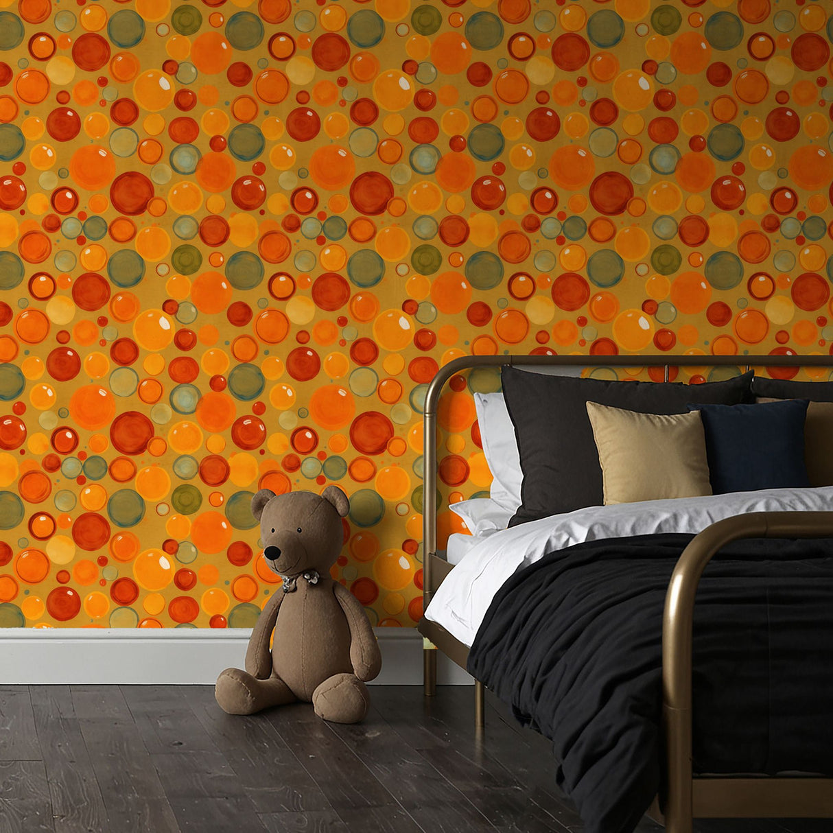 Colorful Bright Bubbles Children's Room Wallpaper {Circus Circles} Wallpaper Sckribbles