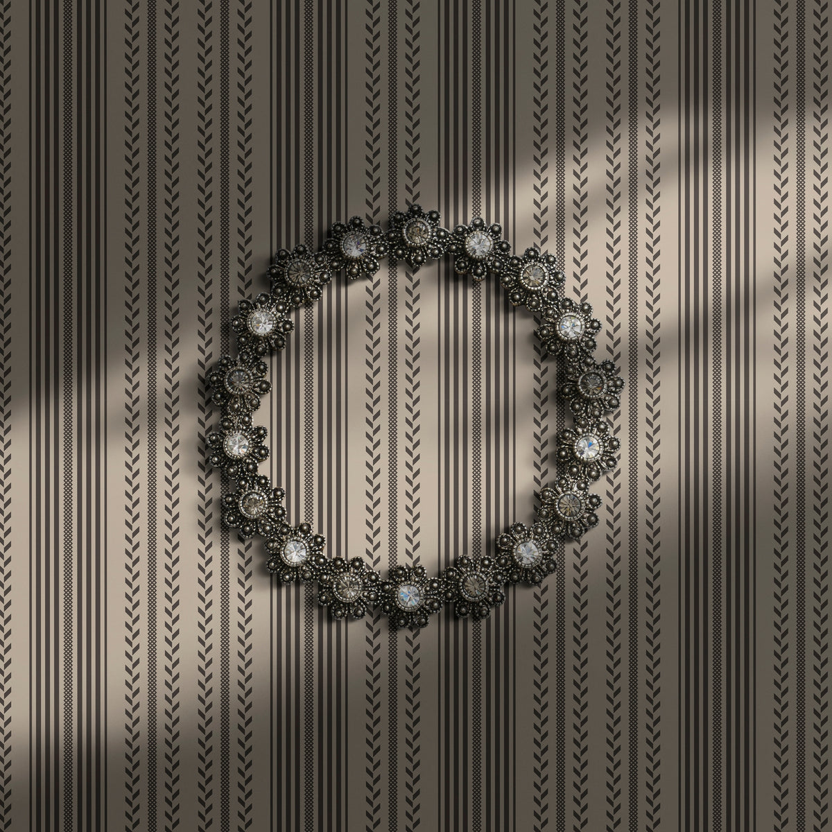 Classic beige and brown striped wallpaper.