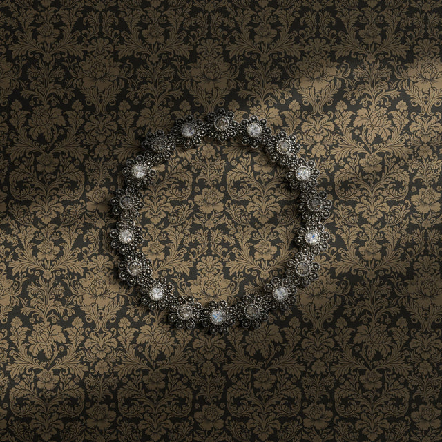 Classic neutral brown damask wallpaper.