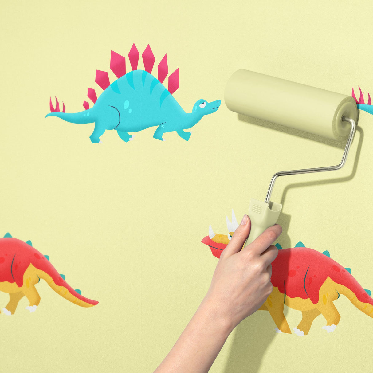 Colorful Fun Boy's Room Dinosaur Wallpaper {Chomp & Stomp} Wallpaper Sckribbles