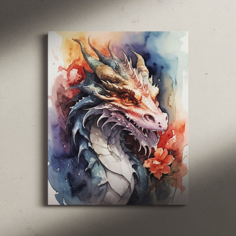 Mythical Watercolor Canvas Wall Art {The Dragon} Canvas Wall Art Sckribbles   