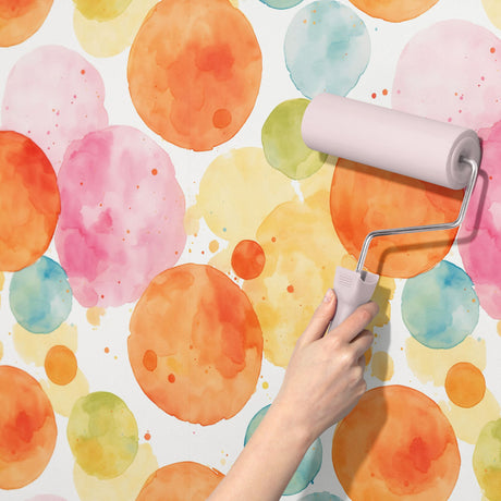 Colorful Watercolor Circles Children's Room Wallpaper {Polka Playtime} Wallpaper Sckribbles
