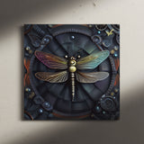 Dark Grungy 3D Insect Canvas Wall Art {Steampunk Dragonfly} Canvas Wall Art Sckribbles   
