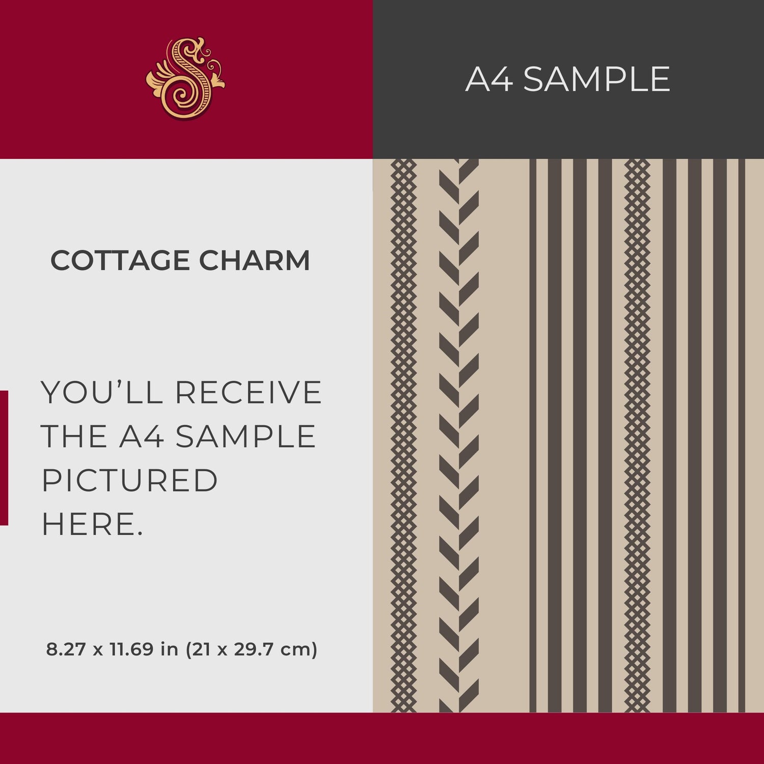 Cottage Charm | Classic Neutral Beige Striped Traditional Wallpaper Wallpaper Sckribbles Signature - Premium Non-Woven A4 Sample - 8.3 × 11.7 in (21 × 29.7 cm)