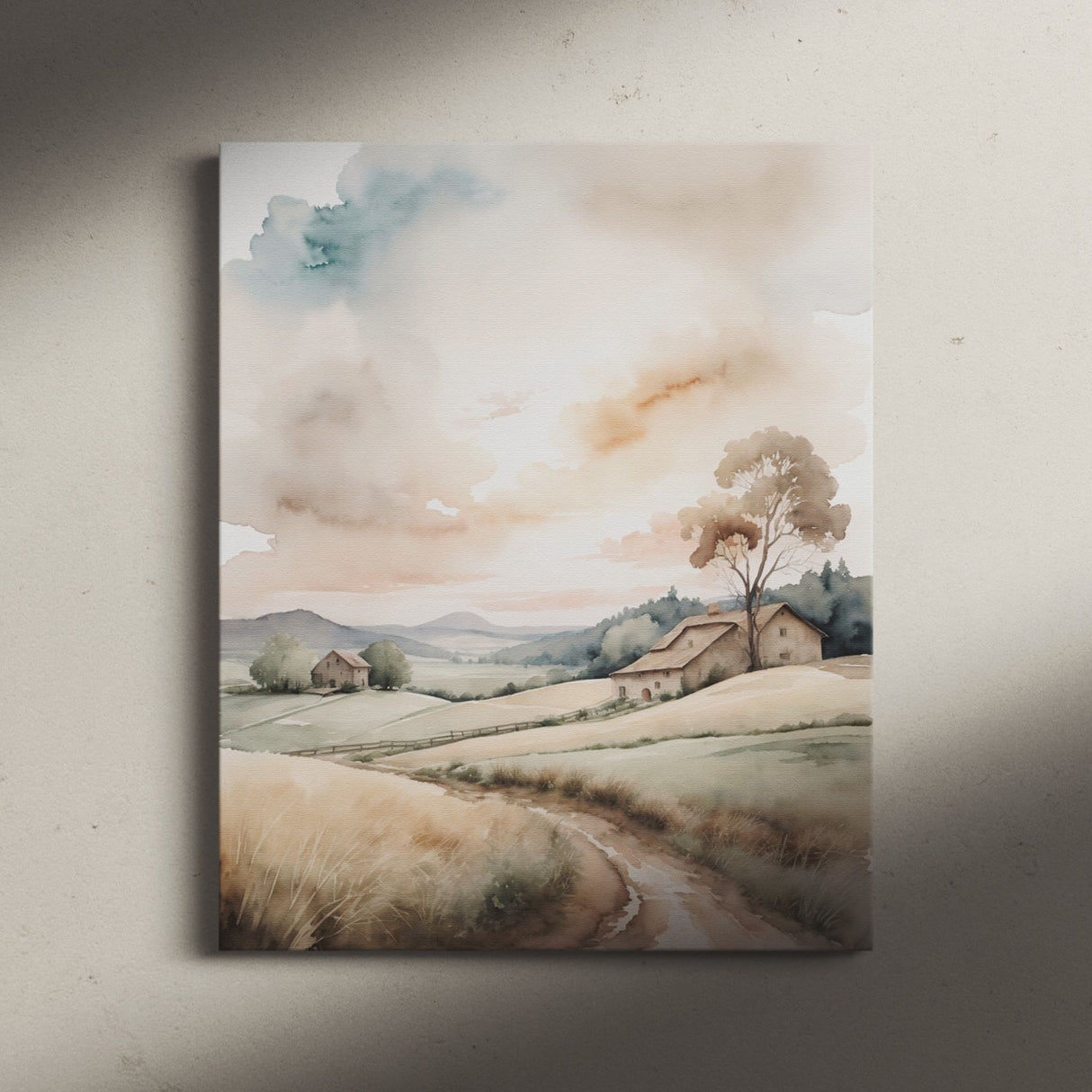Beautiful Scenic Watercolor Wall Art Canvas {Country Road} Canvas Wall Art Sckribbles   