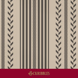 Cream and brown striped wallpaper.