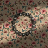 Cream and pink floral tropical wallpaper.