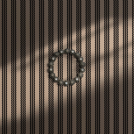 Cream and black striped wallpaper.