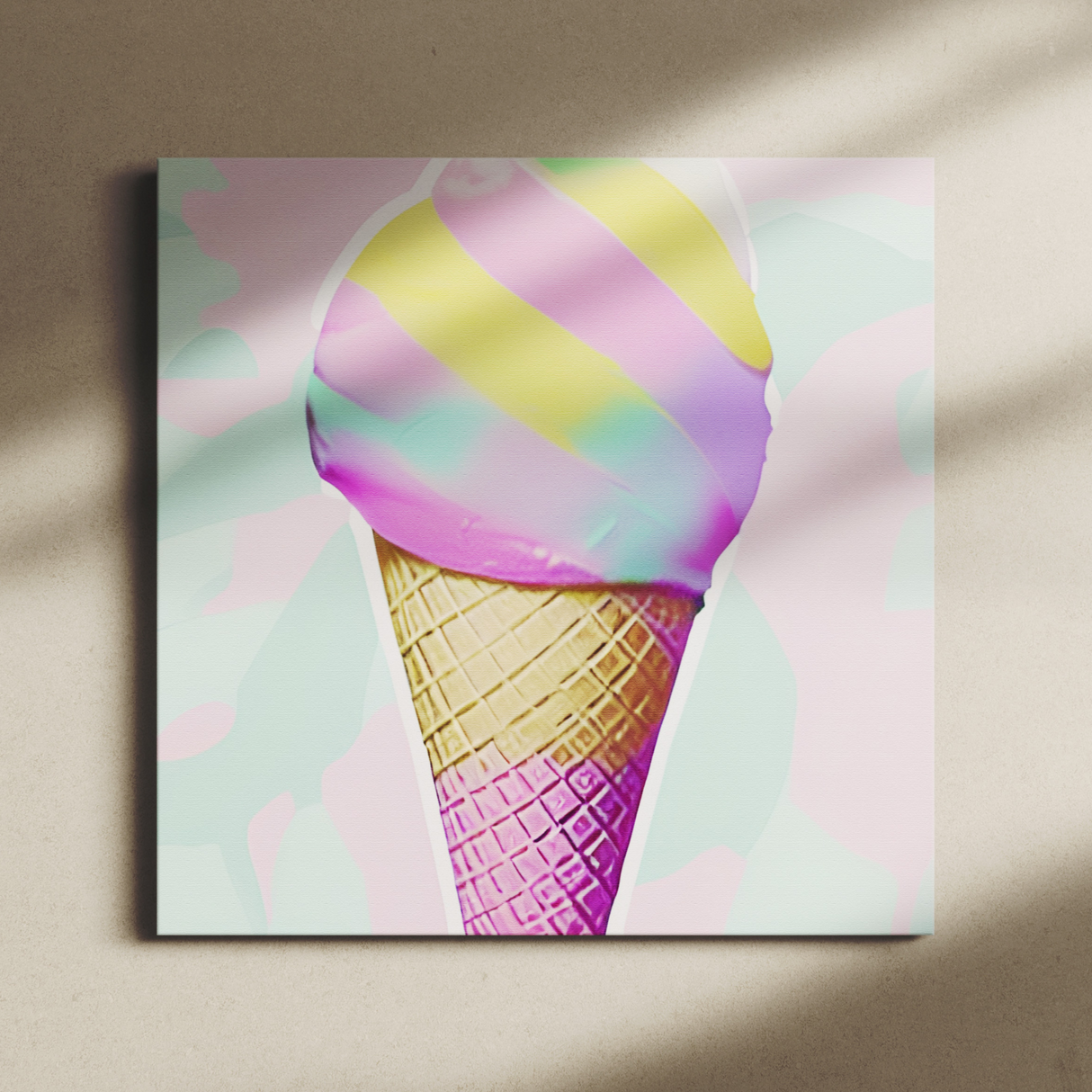 Pastel Ice Cream Cone Canvas Wall Art {I Scream Pastel} Canvas Wall Art Sckribbles   