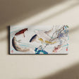 "Six Carp Swimming Beneath Wisteria" Japanese Wall Art Canvas by Tsukioka Yoshit Canvas Wall Art Sckribbles   